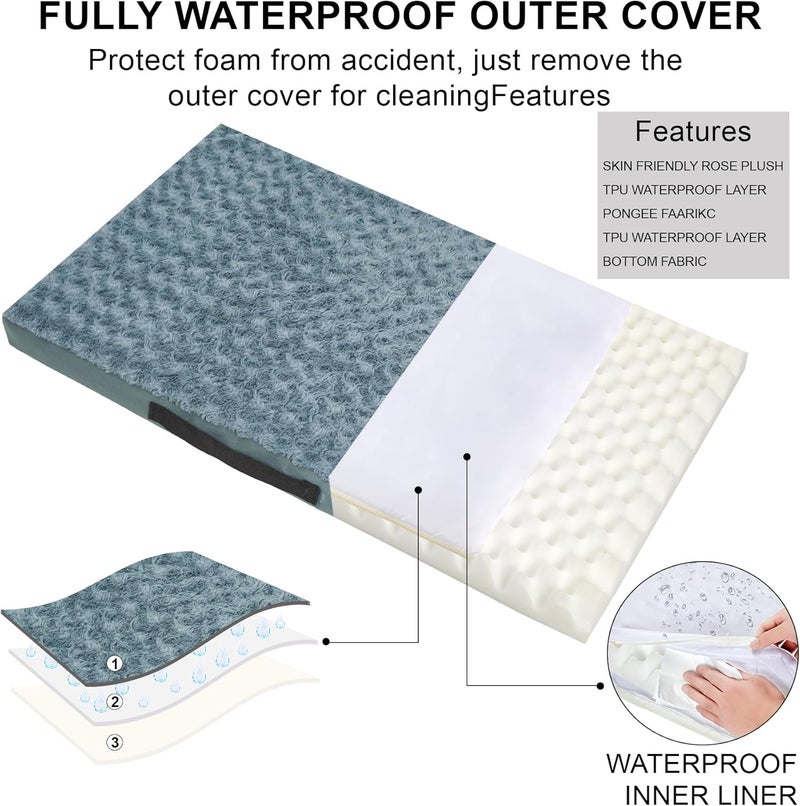 KimPets Orthopedic Dog Beds for Crate with Removable Washable Cover Egg-Crate Foam Pet Pad Mat with Anti-Slip Bottom,Waterproof Dog Beds Small Sized，20x16 Inch - Image 3